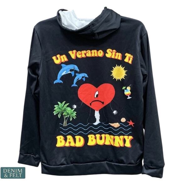 Bad Bunny “Un Verano Sin Ti” Graphic Hoodie Black Size Small Unisex - Picture 2 of 7